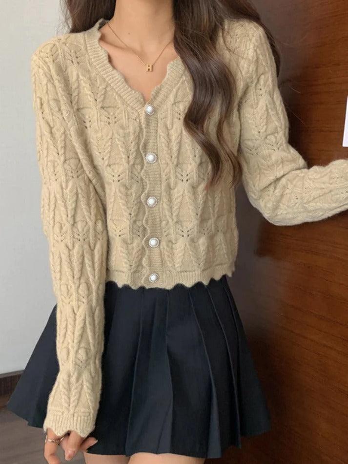 Strickcardigan mit Cut-Outs und V-Ausschnitt