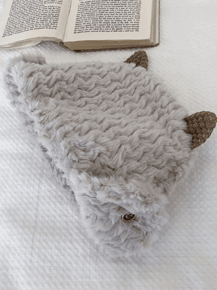 Gorro de trampero de piel de cordero cálido y esponjoso