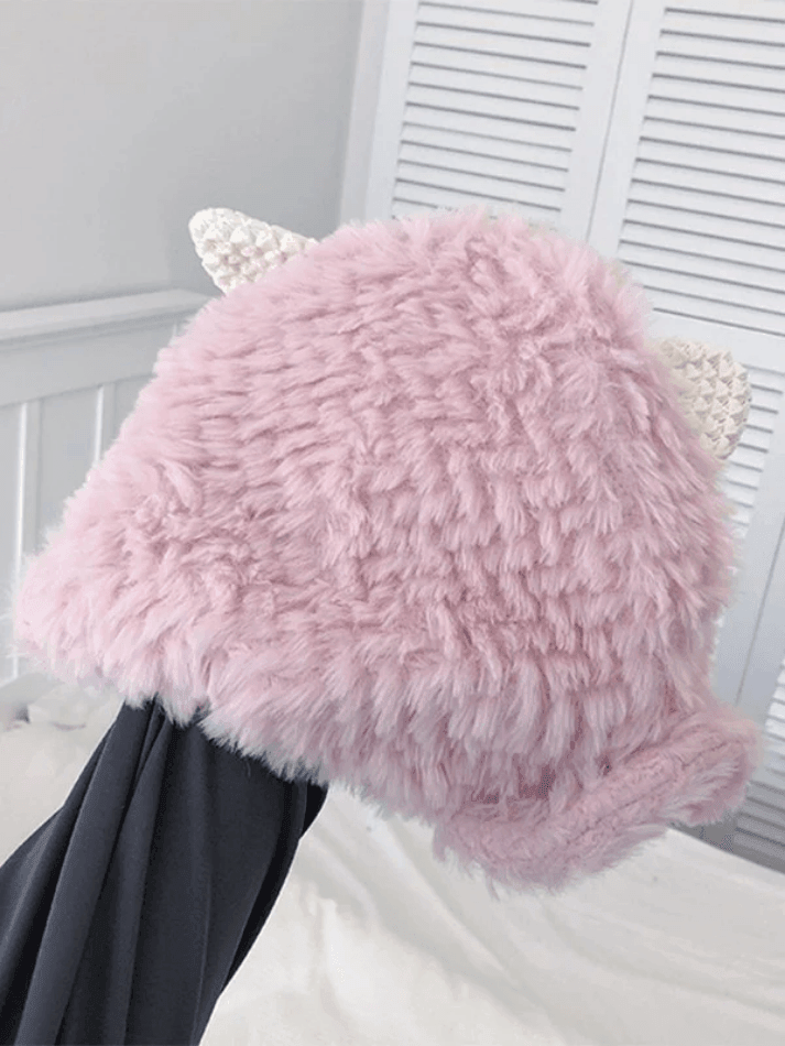 Gorro de trampero de piel de cordero cálido y esponjoso