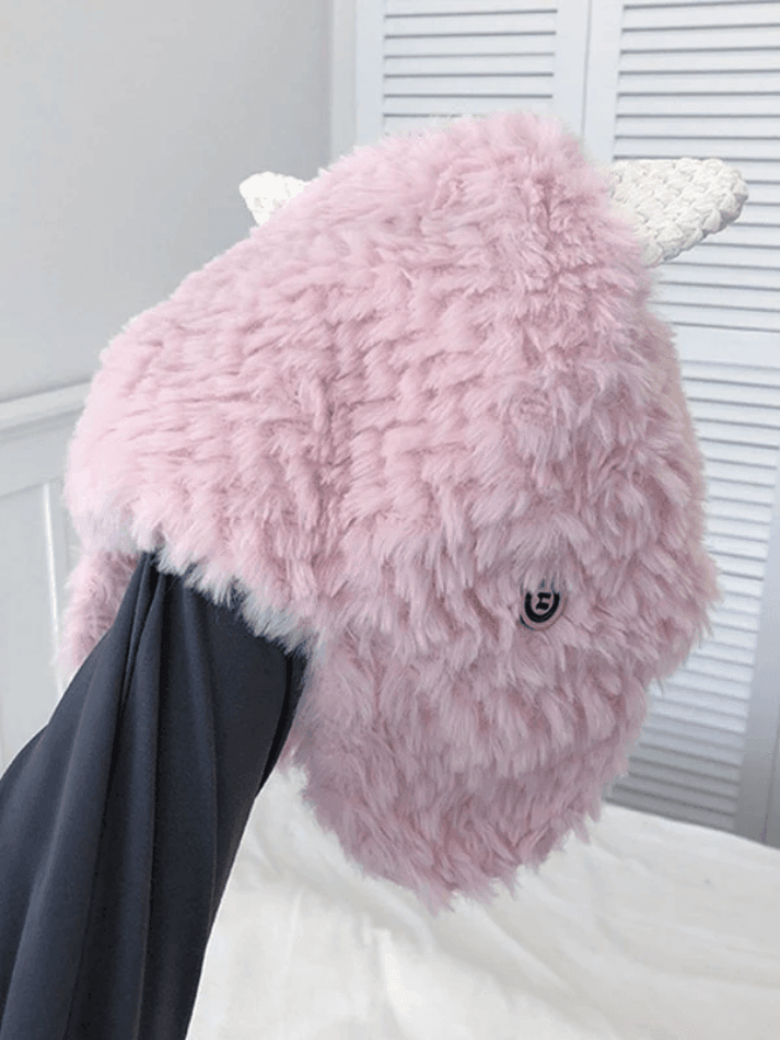Gorro de trampero de piel de cordero cálido y esponjoso