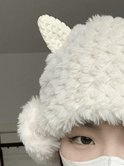 Gorro de trampero de piel de cordero cálido y esponjoso