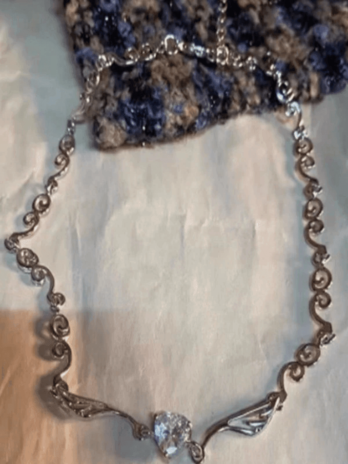 Rhinestone Angel Wing Heart Necklace