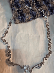 Rhinestone Angel Wing Heart Necklace