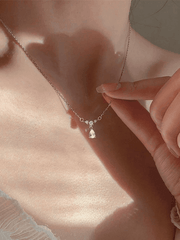 Silver Rhinestone Drop Decor Necklace