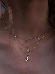 Multi-Layer Rhinestone Star Moon Decor Necklace