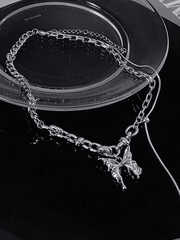 Link chain necklace with butterfly pendant