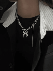 Link chain necklace with butterfly pendant
