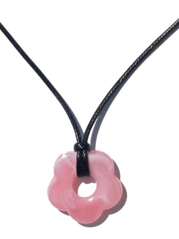 Hollow Flower Pendant Rope Necklace