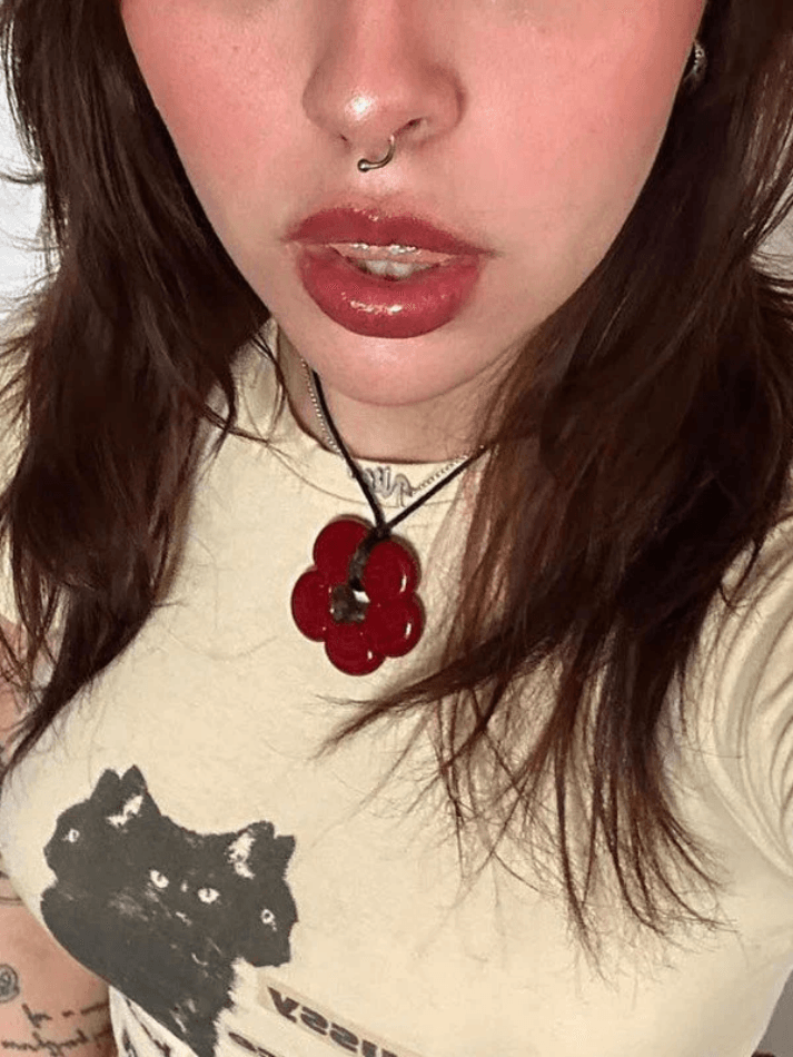 Hollow Flower Pendant Rope Necklace
