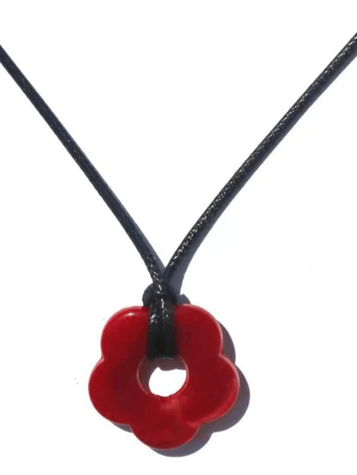 Hollow Flower Pendant Rope Necklace