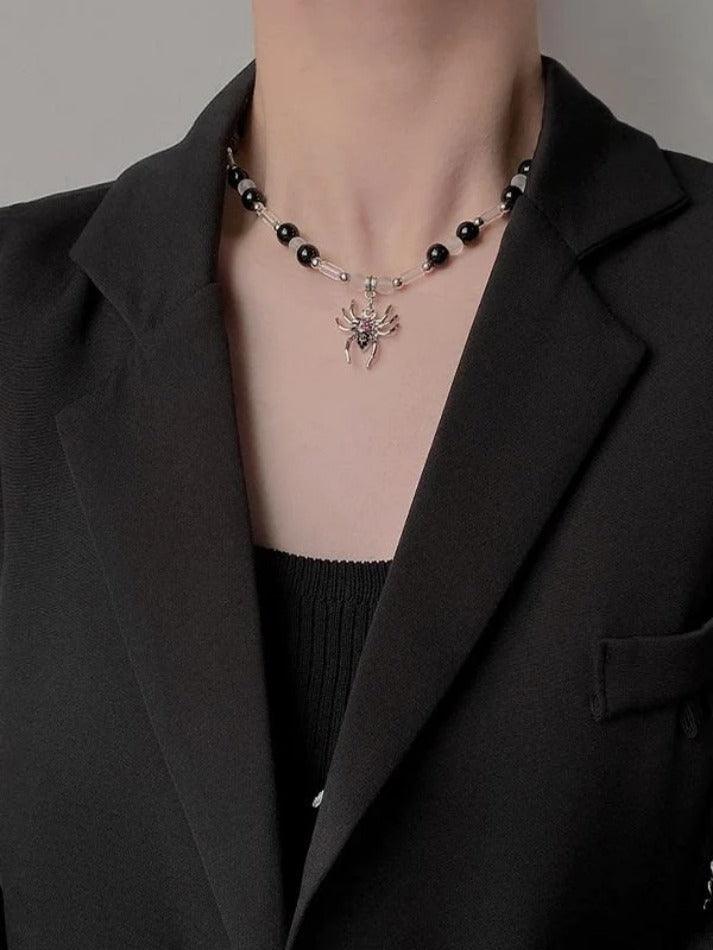 Spider Pendant Bead Necklace