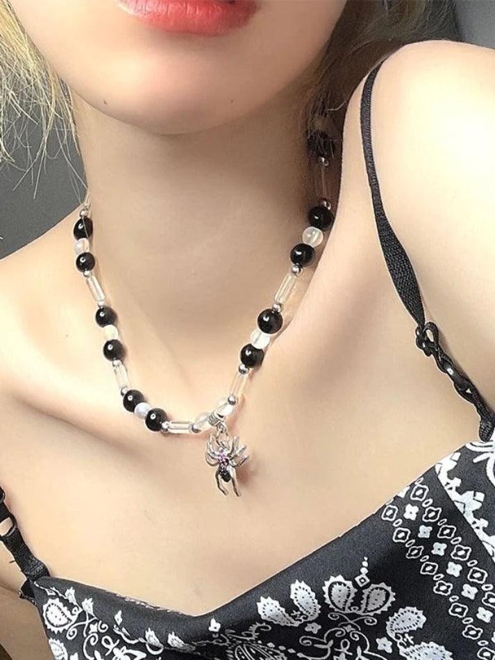 Spider Pendant Bead Necklace