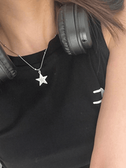 Collar vintage de estrella punk en plata