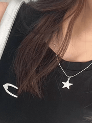 Collar vintage de estrella punk en plata