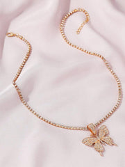 Shiny Rhinestone Butterfly Pendant Necklace