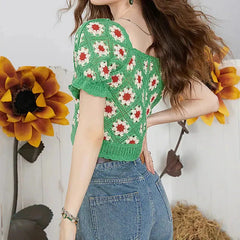 Cottagecore Floral Crochet Cardigan