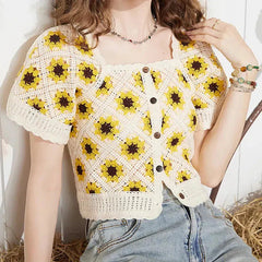 Cottagecore Floral Crochet Cardigan