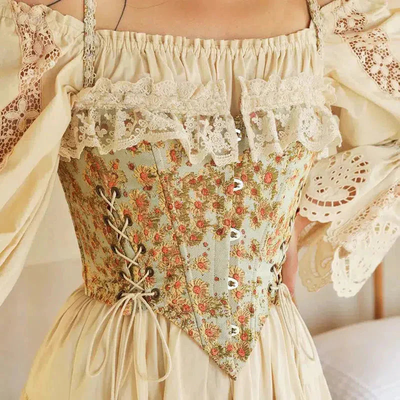 Cottagecore Floral Lace Up Corset Top – AmiEmi