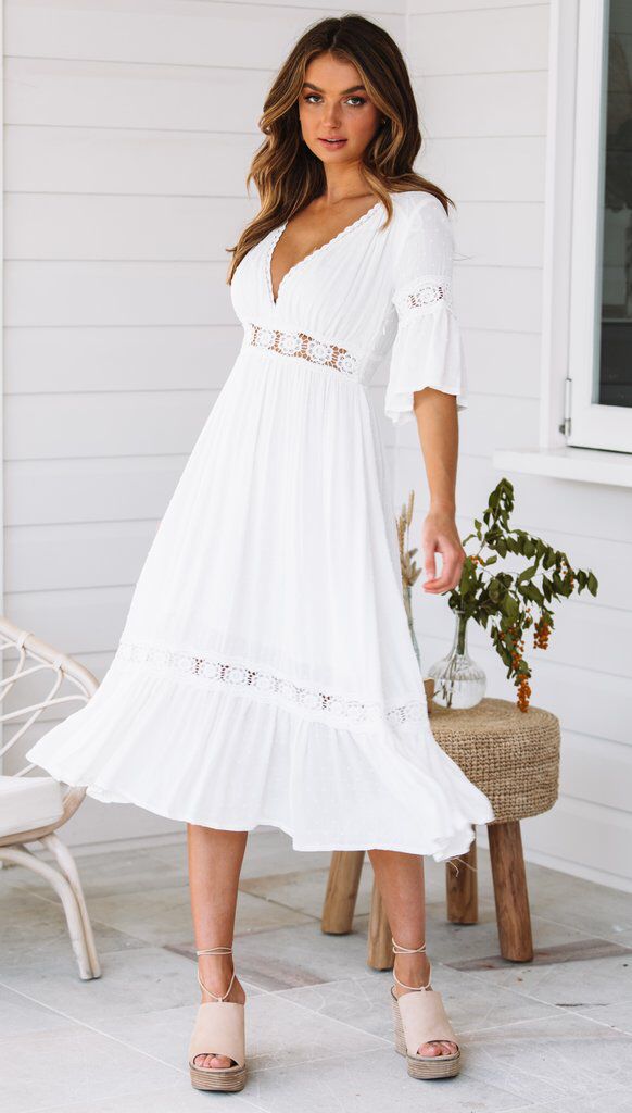 Deep V Plunge Plunge Lace Stitching Dress for