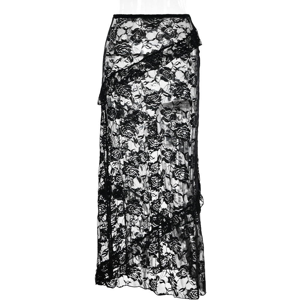 Design Lace Stitching Skirt See through Dress