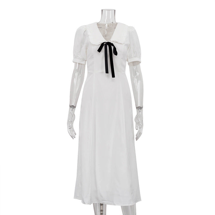 Doll Collar French Dress High Sense Anti Aging Elegant Slim Fit Midi A Line Dress