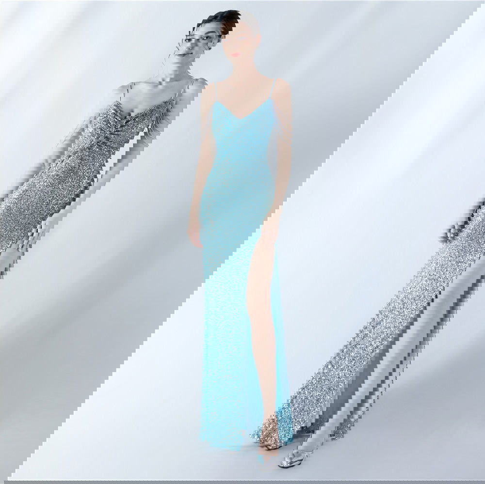 Dress Encryption Sequin Craft Beaded Sling High Fork Evening Dress