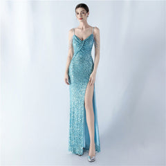 Dress Encryption Sequin Craft Beaded Sling High Fork Evening Dress