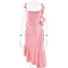 Dress Patchwork Backless Slim Fit Hip Spaghetti Straps Dress