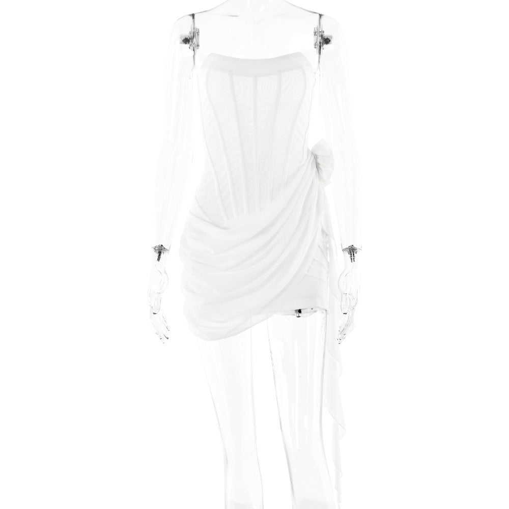 Dress Tube Top See Through Sleeveless Short Tight Dress
