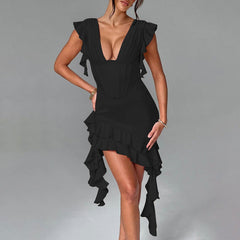 Dress V neck Sleeveless Backless Slim Fit