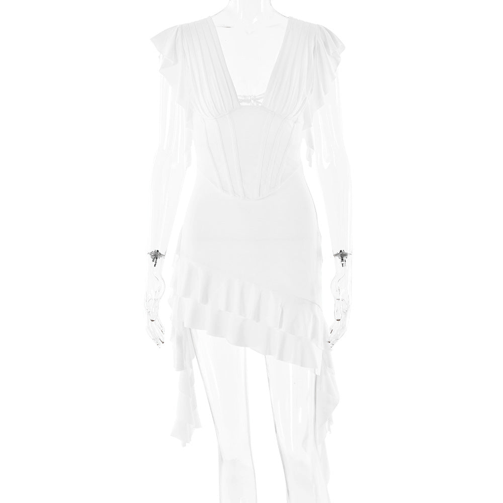 Dress V neck Sleeveless Backless Slim Fit