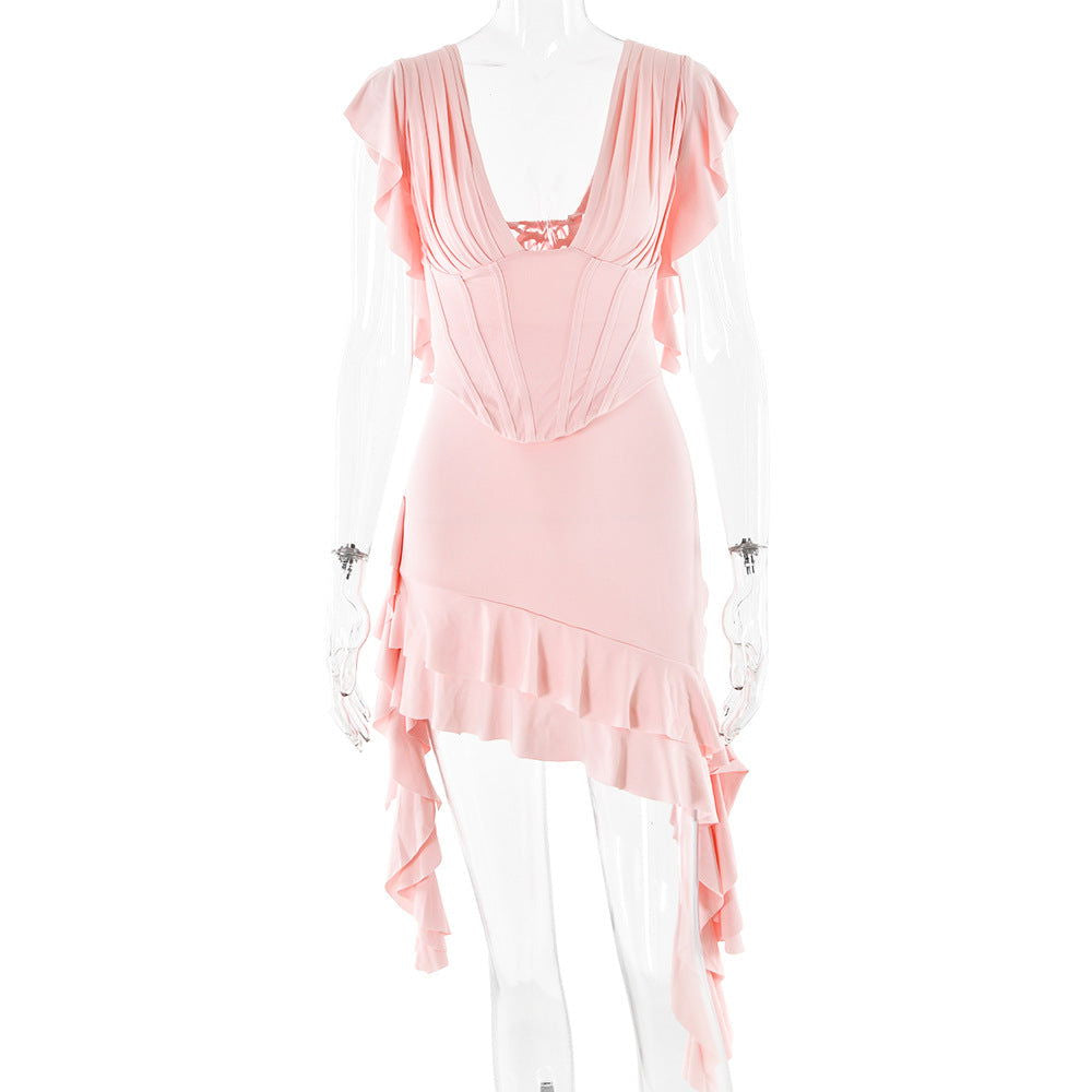 Dress V neck Sleeveless Backless Slim Fit