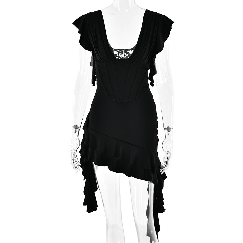 Dress V neck Sleeveless Backless Slim Fit