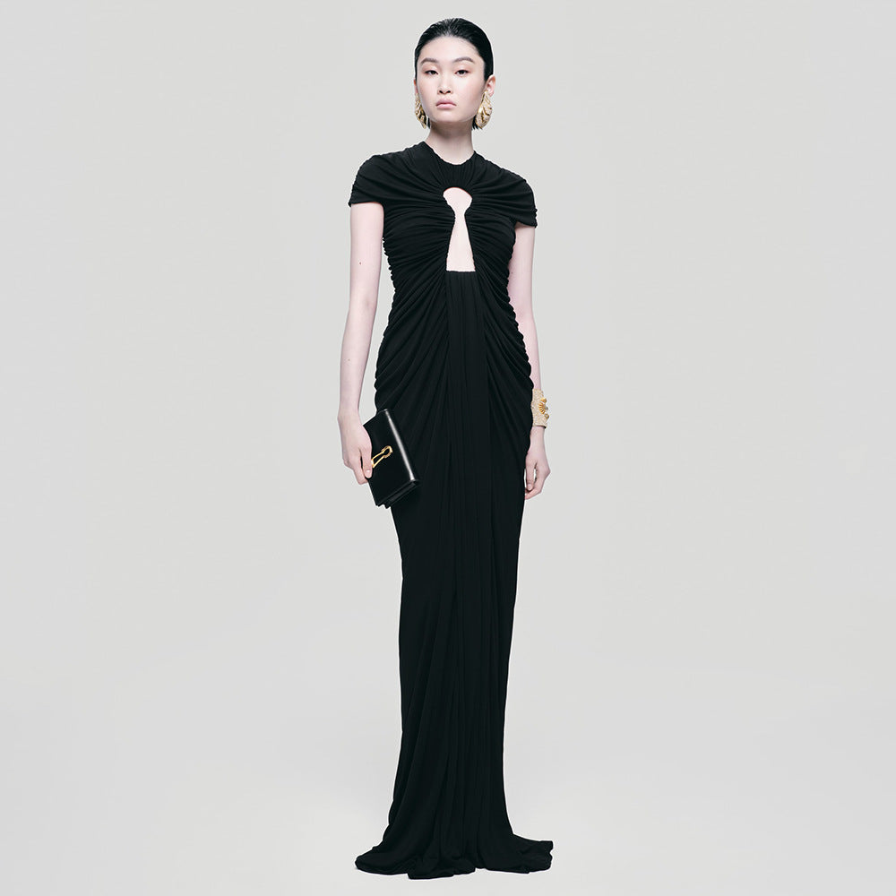 Elegant Long Mesh Dress Dinner Party Retro