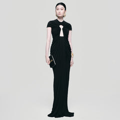 Elegant Long Mesh Dress Dinner Party Retro