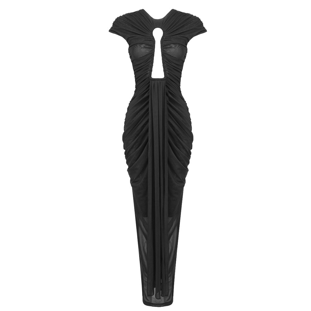 Elegant Long Mesh Dress Dinner Party Retro