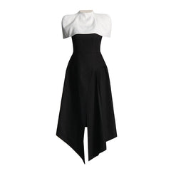 Elegant Vietnam Special Interest Design Detachable Pullover Patchwork Cami Dress Slit