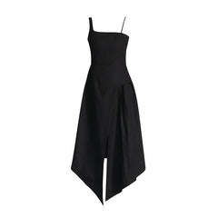 Elegant Vietnam Special Interest Design Detachable Pullover Patchwork Cami Dress Slit