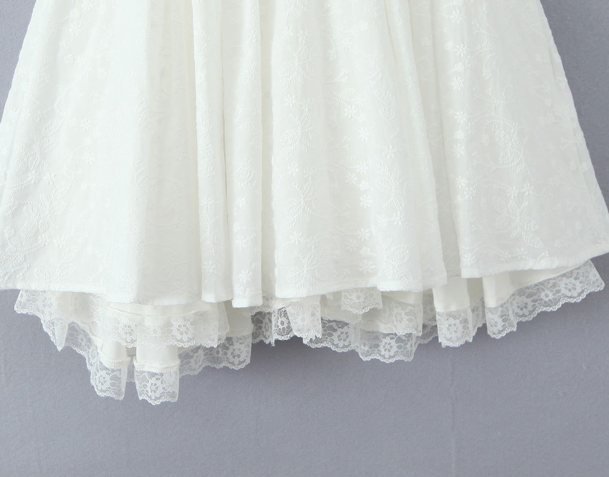 Vestido con tirantes y cuello halter de encaje sencillo de FallFresh