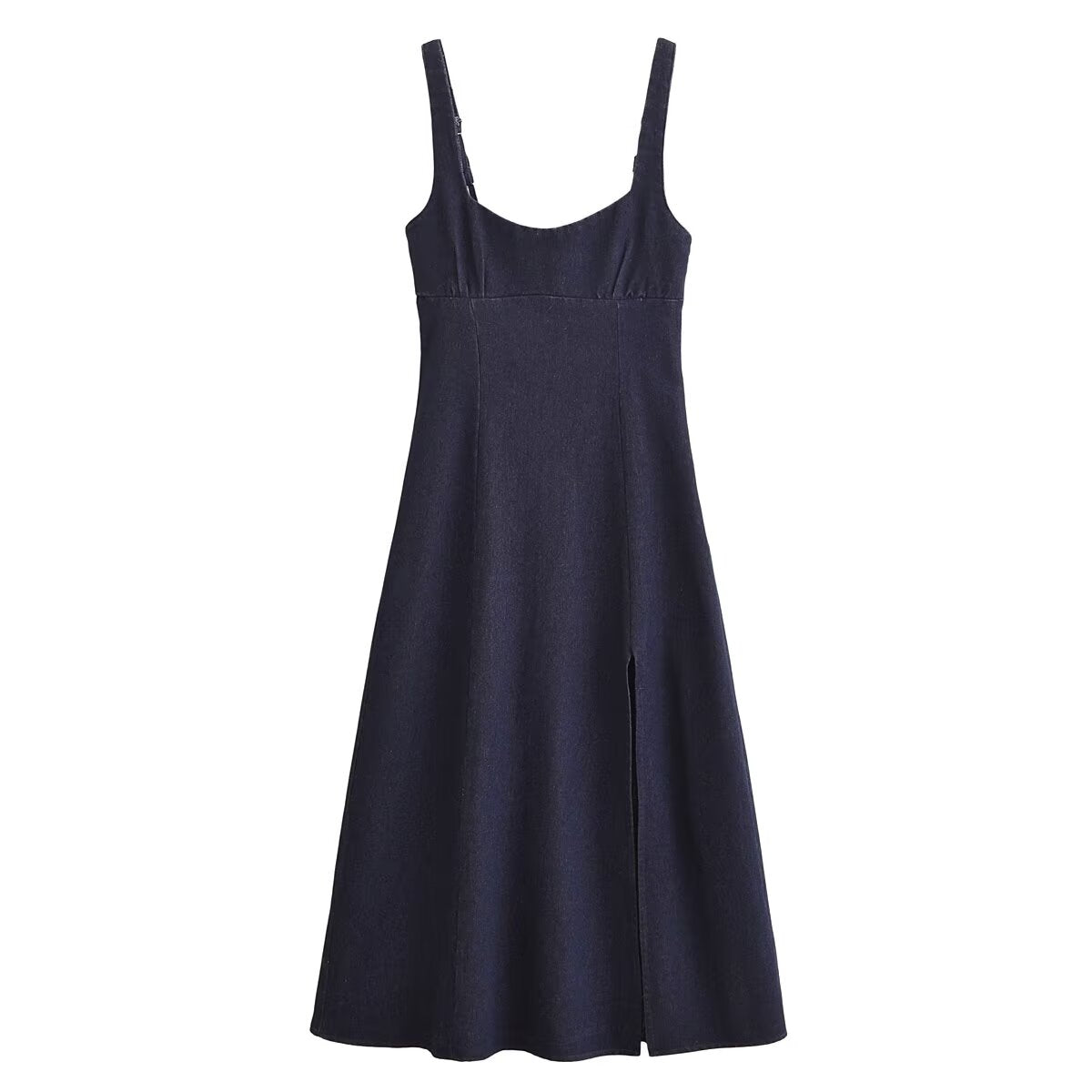 Vestido midi vaquero fino y sencillo de otoño
