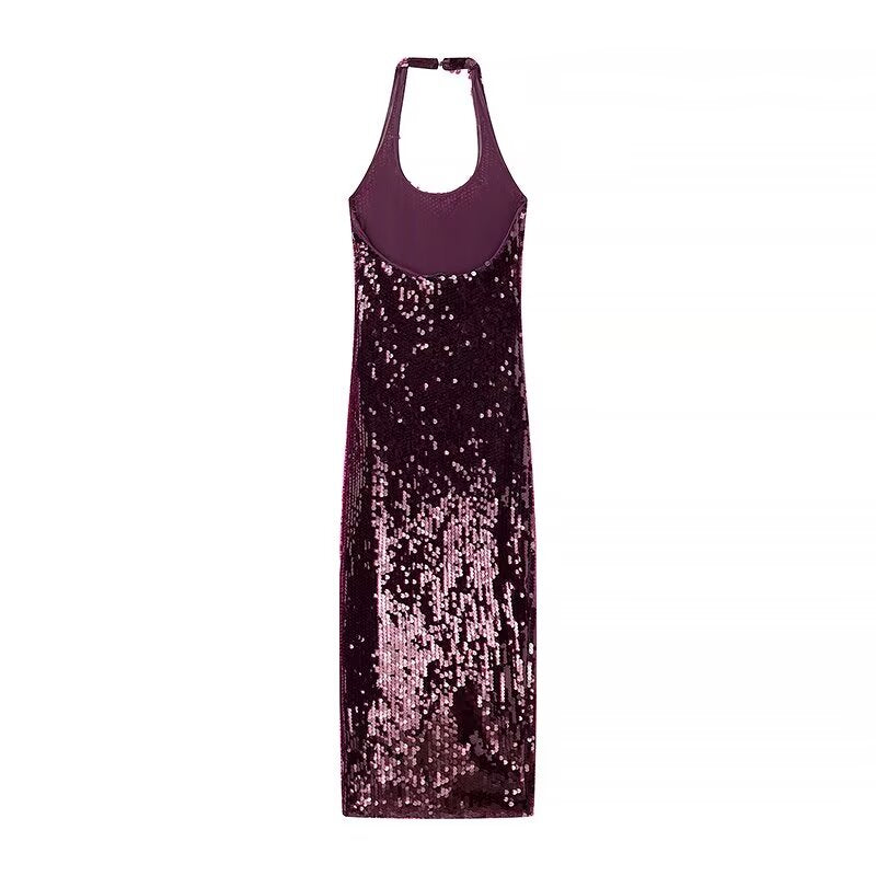 Vestido halter ajustado, sencillo y de otoño