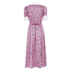 French Design Dress Short Sleeve Doll Collar GracefulMaxi Dress