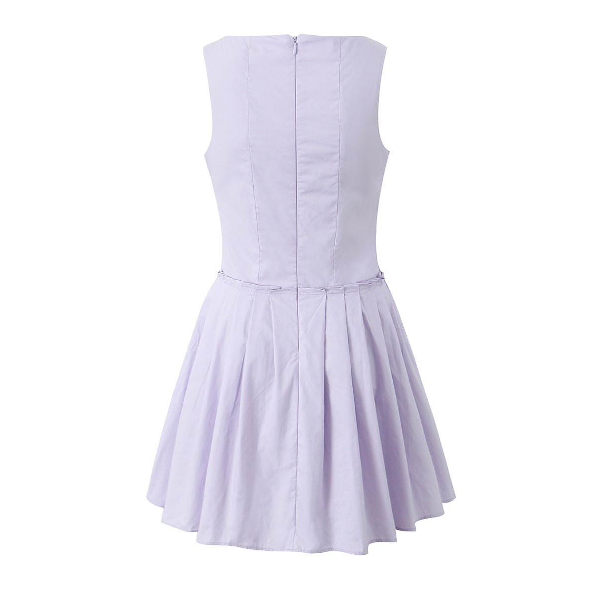 French Sleeveless Breasted Dress Sweet Spicy Slim Solid Color A line Pleated Dress