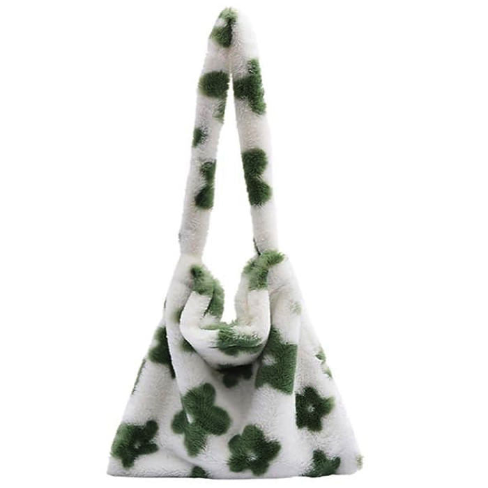 Flauschige Blumen-Umhängetasche