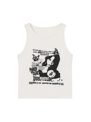 Gothic Punk Printed Rib Crop Tank Top