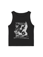 Gothic Punk Printed Rib Crop Tank Top