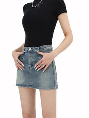 Grunge Fake Pocket Denim Minirock