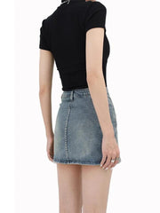Grunge Fake Pocket Denim Minirock