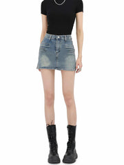Grunge Fake Pocket Denim Minirock