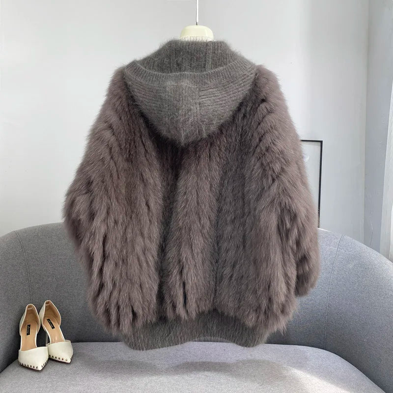 Women Thick Fur Knitted Hoodies